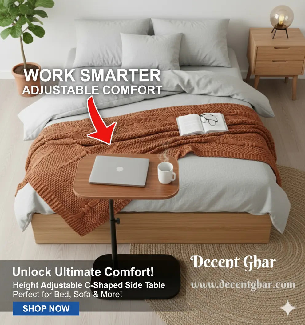 Height Adjustable C-shaped sofa side Table