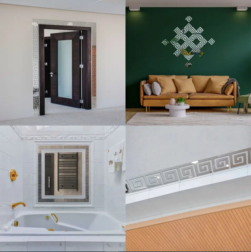 Border Greek Acrylic Mirror Wall Stickers