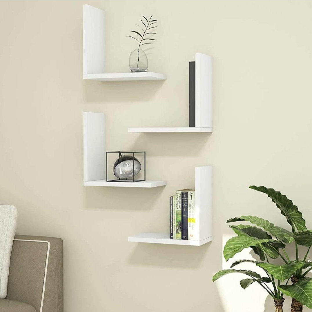 L Shaped Liven Wall Shelves (Set of 4)