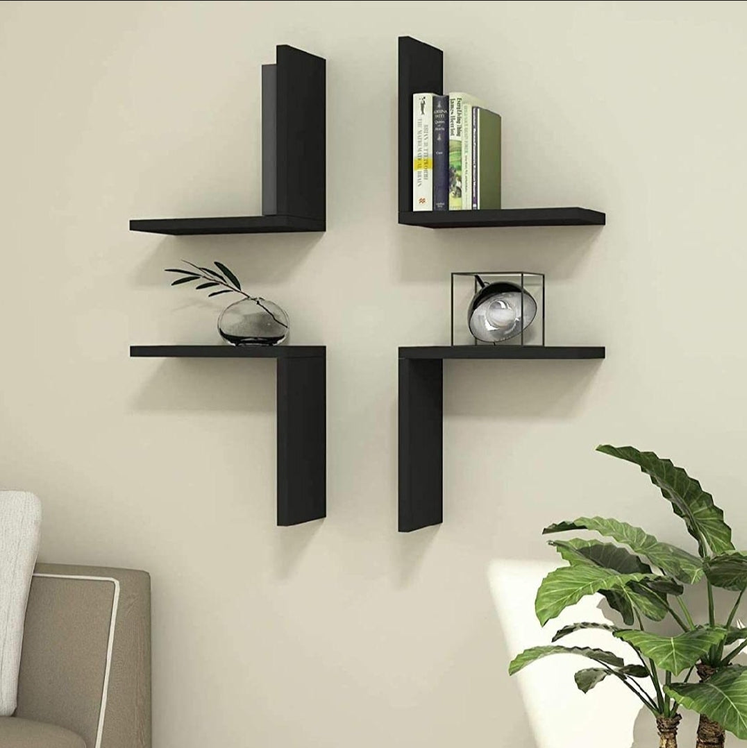 L Shaped Liven Wall Shelves (Set of 4)